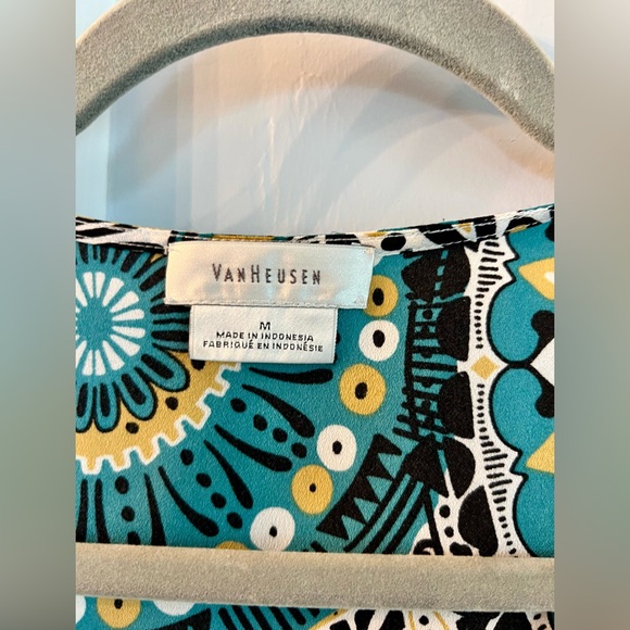 Van Heusen teal, gold and black blouse. - Picture 4 of 5